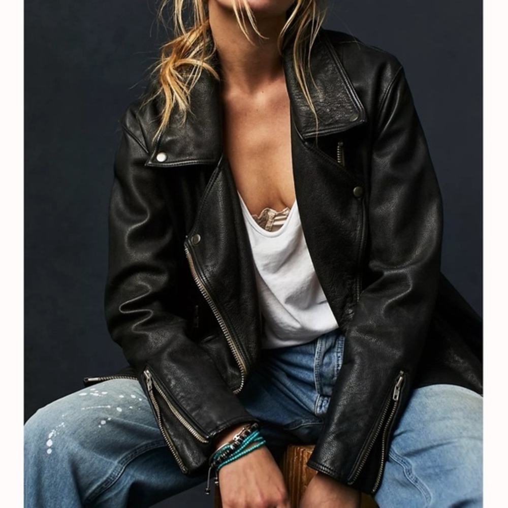 Free People Black Leather Jacket 2